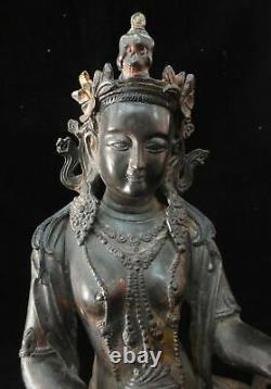 Very Large Antique Chinese Bronze GuanYin Buddha Statue Marked YongLe Period