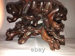 Very Large Antique Chinese Root- Form Stand Hongmu Qing Dynasty 19th Century