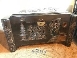 Very Large Antique Oriental Camphor Wood Chest Good Condition