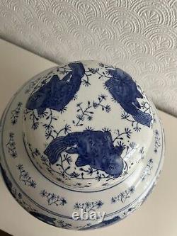 Very Large Chinese Blue & White Porcelain Ginger Jar Koi Carp Pattern 14