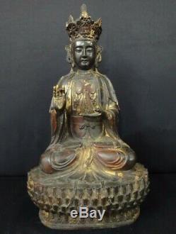 Very Large Old Chinese Gilt Bronze GuanYin Buddha Statue Good Quality