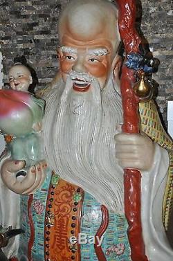 Very Large Set Of The 3 Chinese Immortal Gods FU LU SHOU Porcelanin Statues