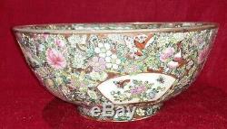 Very Large Vintage Chinese Porcelain Bowl Famille Rose Table Centre Oriental