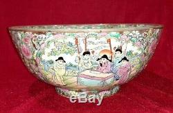 Very Large Vintage Chinese Porcelain Bowl Famille Rose Table Centre Oriental