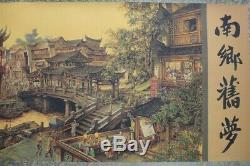Very Long Large Chinese Scroll Hand Painted Beautiful Landscape and City Marks