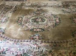 Very large huge antique Chinese rug carpet wool 376 X 278 Cm Very Very heavy