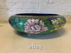 Vintage Antique Chinese Large Cloisonne Bowl with Floral & Butterfly Decoration