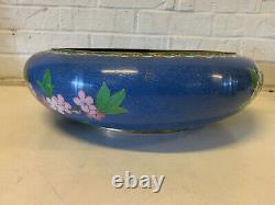 Vintage Antique Chinese Large Cloisonne Bowl with Floral & Butterfly Decoration