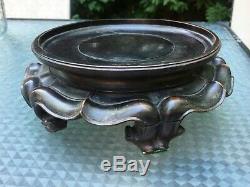 Vintage Antique Large Chinese Carved Wood Vase Bowl Stand