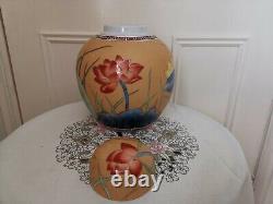 Vintage Beautiful large size Chinese ginger jar in dark yellow and multicolour