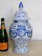 Vintage Blue & White Ginger Jar With Lid Antique Style Chinese Porcelain V Large