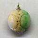 Vintage Chinese Large Hand Carved Jade And 14k Gold Pendant