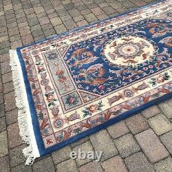 Vintage Chinese Rug Large Handmade Wool Deep Pile Old Rectangle Antique Style
