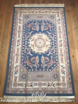 Vintage Chinese Rug Large Handmade Wool Deep Pile Old Rectangle Antique Style