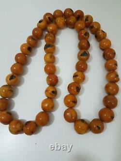 Vintage Chinese Tibetan Necklace Chinese Butterscotch Amber Large Beads Chunky