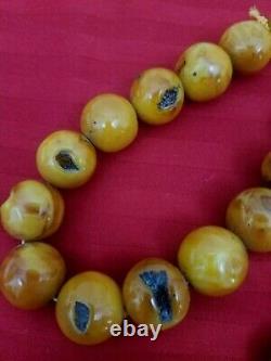 Vintage Chinese Tibetan Necklace Chinese Butterscotch Amber Large Beads Chunky