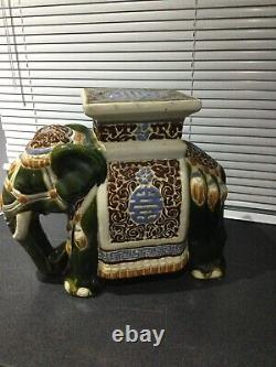 Vintage Extra Large 1960s French Ceramic Elephant Garden Stool / Seat. V Heavy