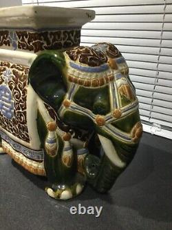 Vintage Extra Large 1960s French Ceramic Elephant Garden Stool / Seat. V Heavy