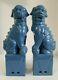 Vintage Foo Dogs Figurine Set 13 Blue Ceramic Chinese Guardian Lion Pair Large