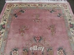 Vintage Hand Made Art Deco Chinese Carpet Pink Wool Large Rug Carpet 280x183cm