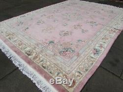 Vintage Hand Made Art Deco Chinese Carpet Pink Wool Large Rug Carpet 377x272cm