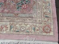 Vintage Hand Made Art Deco Chinese Carpet Pink Wool Large Rug Carpet 377x272cm