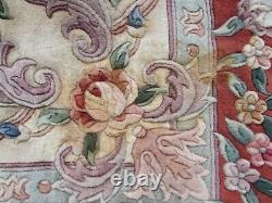 Vintage Hand Made Art Deco Chinese Carpet Red Wool Large Rug Carpet 375x277cm