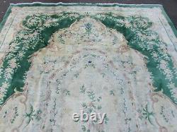 Vintage Hand Made Art Deco Chinese Oriental Green Wool Large Carpet 338x248cm