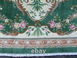 Vintage Hand Made Art Deco Chinese Oriental Green Wool Large Carpet 340x245cm