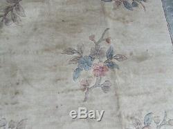 Vintage Hand Made Art Deco Chinese Oriental Silk Blue Large Carpet 356x268cm