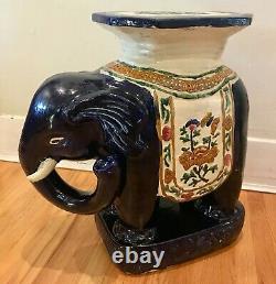 Vintage Large 1960s Vietnamese Ceramic Elephant Plant Stand / Side Table