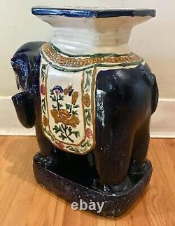 Vintage Large 1960s Vietnamese Ceramic Elephant Plant Stand / Side Table