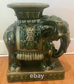 Vintage Large 1970 Ceramic Elephant Garden Stool / Side Table