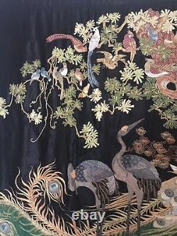 Vintage Large Hanging Wall Chinese Golden Cloud Silk Embroidery Hand 163/100cm