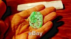 Vintage Large Jadeite Jade Carved Pendant 14k Bail