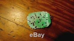 Vintage Large Jadeite Jade Carved Pendant 14k Bail