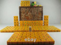 Vintage Mahjong Amber Catalin Crackled Apple Juice Mahjongg 156 Large Tiles NMJL