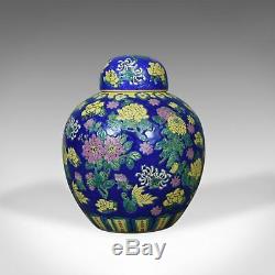 Vintage Oriental Ginger Jar, Large, Polychrome Ceramic, Mid to Late 20th Century