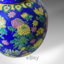 Vintage Oriental Ginger Jar, Large, Polychrome Ceramic, Mid to Late 20th Century