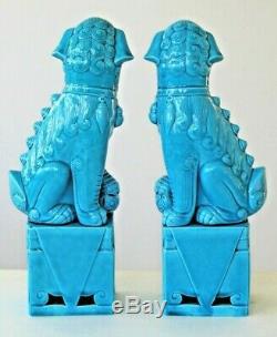 Vintage chinese turquoise very large pair of foo lion temple dogs 30cm 12ins