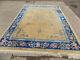Vintage, Large, Chinese, Floral, Wool, Thick Pile, Carpet, 12' X 9', Large Rug, Yellow