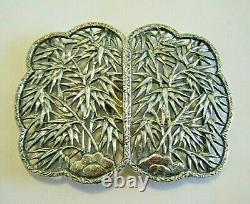 Wang Hing Large Sterling Silver Antique Chinese Belt Buckle Bamboo Design WH 90