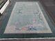 Worn Antique Hand Made Art Deco Chinese Green Wool Large Carpet 270x187cm
