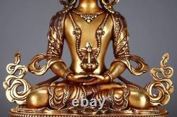 12.6 Très grande statue de Bouddha en bronze doré chinois tibétain antique avec marque YongLe
