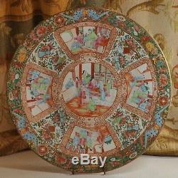 18.5 Grand Antique Porcelaine Chinoise Famille Rose Canton Plateau 18.5 Diamètre