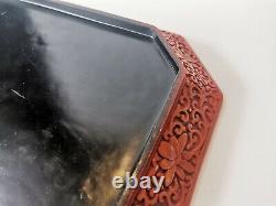 19/20ème Siècle Chinese Carved Red Lacquer Grande Plaque #23