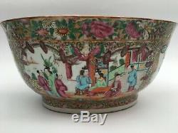 19 C. Grande Porcelaine Chinoise Canton Famille Rose Bowl Punch Ovale