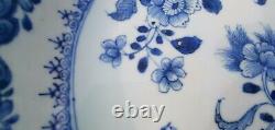 32cm Excellent Grand Antique Chinese Bleu & Blanc Chargeur Plate De Viande Plateau 18c