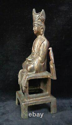 33cm Vieux Grand Chinois Gilt Bronze Guanyin Bouddha Statue Marquée Qianlong