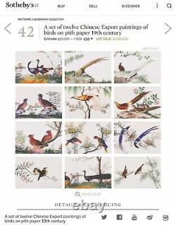 6 Grandes Peintures Aquarelles Chinoises Anciennes Sur Papier Peint, Dynastie Qing 19c